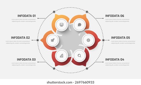 Gradient Infographic Presentation with Circle Label, Line, Six Option and Icons