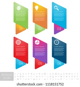 Gradient infographics step by step. Element of chart, graph, diagram with 6 options - parts, processes, timelines. Vector business template for presentation, banners. Abstract form