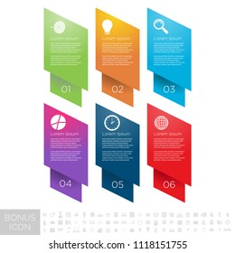 Gradient infographics step by step. Element of chart, graph, diagram with 6 options - parts, processes, timelines. Vector business template for presentation, banners. Abstract form