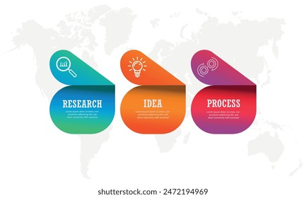 Gradiente infográficos paso a paso. Elemento de gráfico, gráfico, diagrama con 3 opciones.
