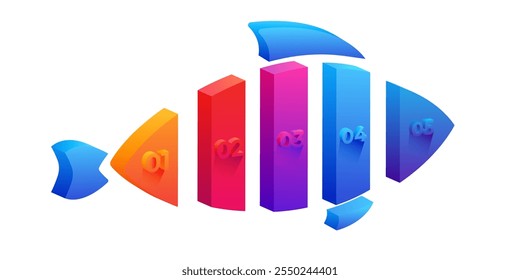 Gradient infused fishbone infographic for structured concept visualization, showcasing project steps, succession, and workflow in a clear, visually format.