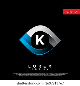 gradient initial letter k inside eye logo. modern icon, template design