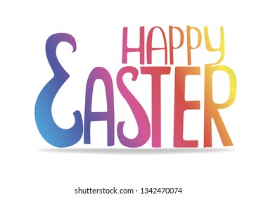 Gradient inscription "Нappy Easter"  on a white background.