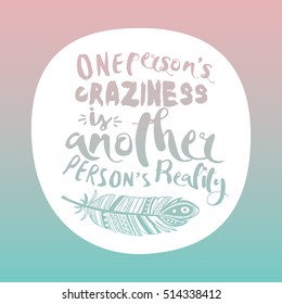 Gradient inspirational quote and feather