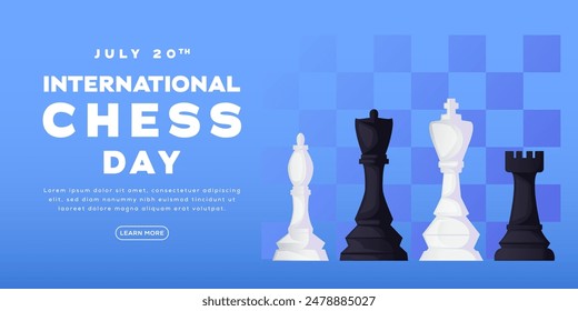 gradient international chess day horizontal banner illustration