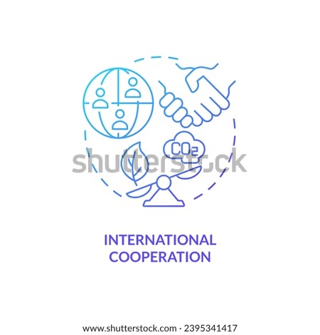 Gradient international cooperation concept, isolated vector, thin line icon representing carbon border adjustment.