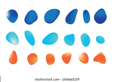 Gradient iridescent shapes. Set isolated liquid elements of holographic chameleon design palette of shimmering colors. Modern abstract pattern, bright colorful paint splash fluid