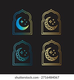 Gradient islamischen Bogen Mond und Sterne Kollektion