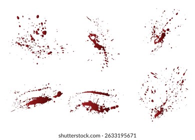 Conjunto de fondo de salpicaduras de sangre roja aislada de gradiente