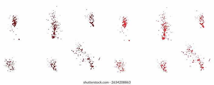 Gradient isolated red blood splatter background set