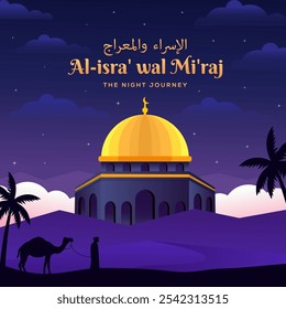 gradient isra miraj the night journey illustration with al aqsa mosque