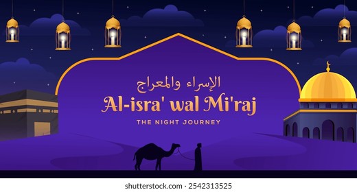 gradient isra miraj the night journey horizontal banner illustration