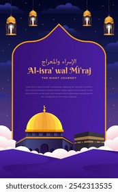 gradient isra miraj the night journey vertical banner illustration