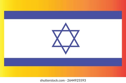 Gradiente de design de vetor de bandeira israelense com tons laranja-amarelos e layout de borda azul tradicional