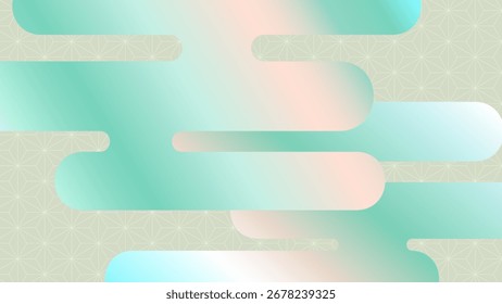 Nuvens japonesas de gradiente e ilustração de plano de fundo de padrão tradicional