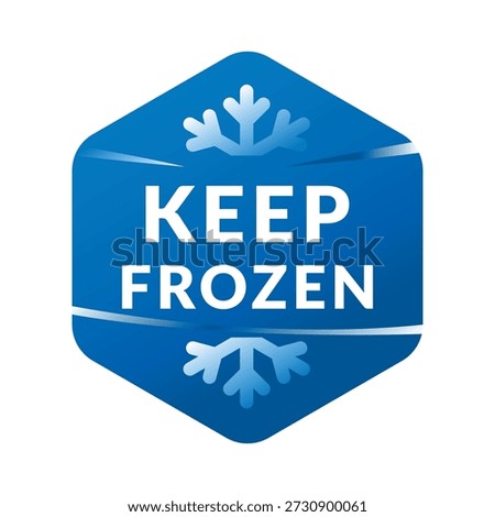 Gradient Keep frozen food vector label. Snowflake flat icon symbol on  hexagon frame for packages, stickers, web, badges, logo, banner, poster.