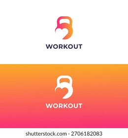 Diseño de logotipo de corazón y kettlebell degradado para entrenamiento, fitness o marca de gimnasio. Icono moderno y dinámico adecuado para aplicaciones de salud y bienestar.