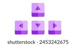 Gradient Keyboard Keys Icon, Up, Down, Right, Left, Computer Keyboard Arrows Vector Illustration.	