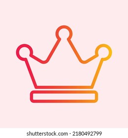 Gradient king crown outline flat icon illustration 