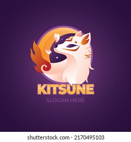 gradient kitsune logo with slogan