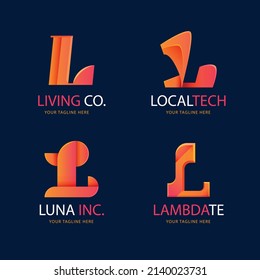 gradient l letter logo template design