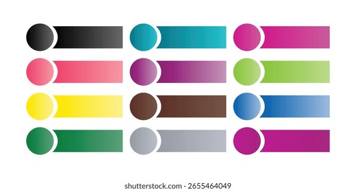 Rótulos de gradiente com ícones circulares para elementos de interface do usuário e infográficos da Web