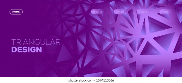 Gradient Landing Page. Graphic Polygon Background. Vibrant Creative Geometry. Commercial Minimal Design. Landing Page. 3d Modern Polygonal Pattern. Violet Minimal Concept. Futuristic Landing Page.
