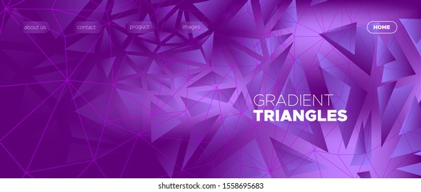 Gradient Landing Page. Vector Polygonal Pattern. Vibrant Geometry Texture. Business Minimal Design. Landing Page. Abstract Polygon Background. Purple Minimal Concept. Futuristic Landing Page.