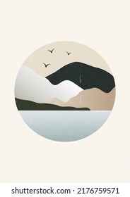 Gradient lanscape aesthetic illustration poster.