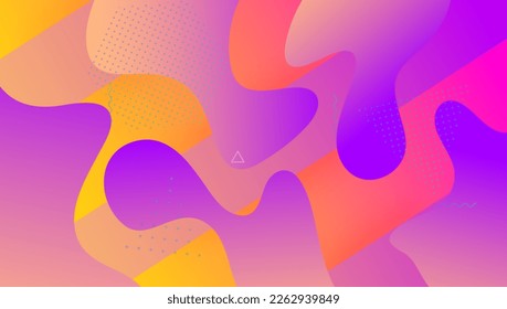 Gradient Layout. Graphic Page. Art Liquid Flyer. Futuristic Design. Digital Shapes. Pink Vibrant Background. Spectrum Backdrop. Tech Landing Page. Lilac Gradient Layout