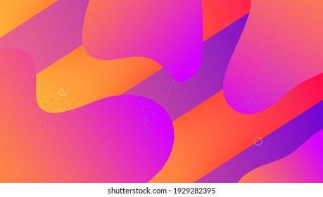 Gradient Layout. Wavy Futuristic Cover. Geometric Poster. Violet Memphis Banner. Abstract Texture. Cool Landing Page. Trendy Frame. Horizontal Template. Violet Gradient Layout