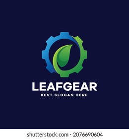 Gradient Leaf Gear Logo Template