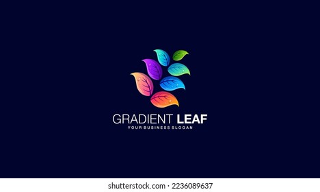 Gradient leaf logo vector template design 