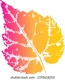 Gradient Leaf stamp. Imprint of fallen leaves. Autumn pattern. Creative natural decor. Hand-crafted vector art prints. Seasonal modern packaging.
