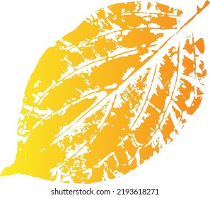 Gradient Leaf stamp. Imprint of fallen leaves. Autumn pattern. Creative natural decor. Hand-crafted vector art prints. Seasonal modern packaging.
