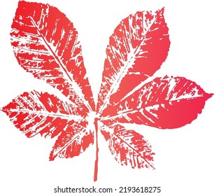 Gradient Leaf stamp. Imprint of fallen leaves. Autumn pattern. Creative natural decor. Hand-crafted vector art prints. Seasonal modern packaging.