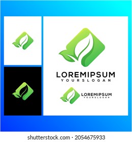 gradient leave logo design vector