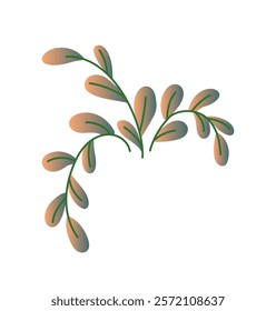 Gradient leaves concept. Green and orange bright foliage. Tropical and exotic plant. Beautiful flowers. Graphic element for website. Flat vector illustration isolated on white background