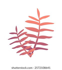 Gradient leaves concept. Red bright foliage. Tropical and exotic plant. Beautiful flowers. Gardening and agriculture, botany. Flat vector illustration isolated on white background