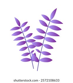 Gradient leaves concept. Violet bright foliage. Tropical and exotic plant. Beautiful flowers. Botany and floristry. Social media sticker. Flat vector illustration isolated on white background