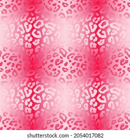 Gradient leopard spots seamless in pink hews. Vector illustration for fashion graphics such as T-shirt prints, leggings, pajamas, fabrics or for home decor such as wallpapers, tablecloths, bedclothes.