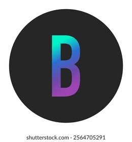 Gradient letter B transitioning from green to purple within a black circle, ideal for creative and contemporary design needs.