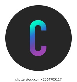 Gradient letter C in vibrant purple-to-green hues set in a dark circular background. Versatile and eye-catching design for modern branding and creative projects.