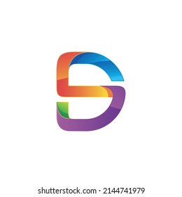 Gradient letter d and s logo design