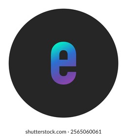 Gradient letter e icon on a black circular background. A sleek and modern design, perfect for digital art, applications, and creative projects needing a striking visual element.