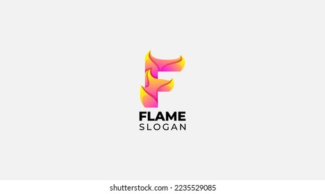 Gradient Letter f flame logo design vector template