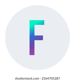 Gradient letter F with vibrant hues of purple and green on a light circular background. A versatile design ideal for creative branding, logo design, and innovative graphic projects.