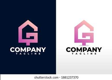 gradient letter G. house logo template. logo template