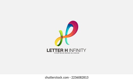 Gradient Letter h infinity vector template logo design icon