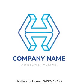 Diseño de logotipo de letra H degradada